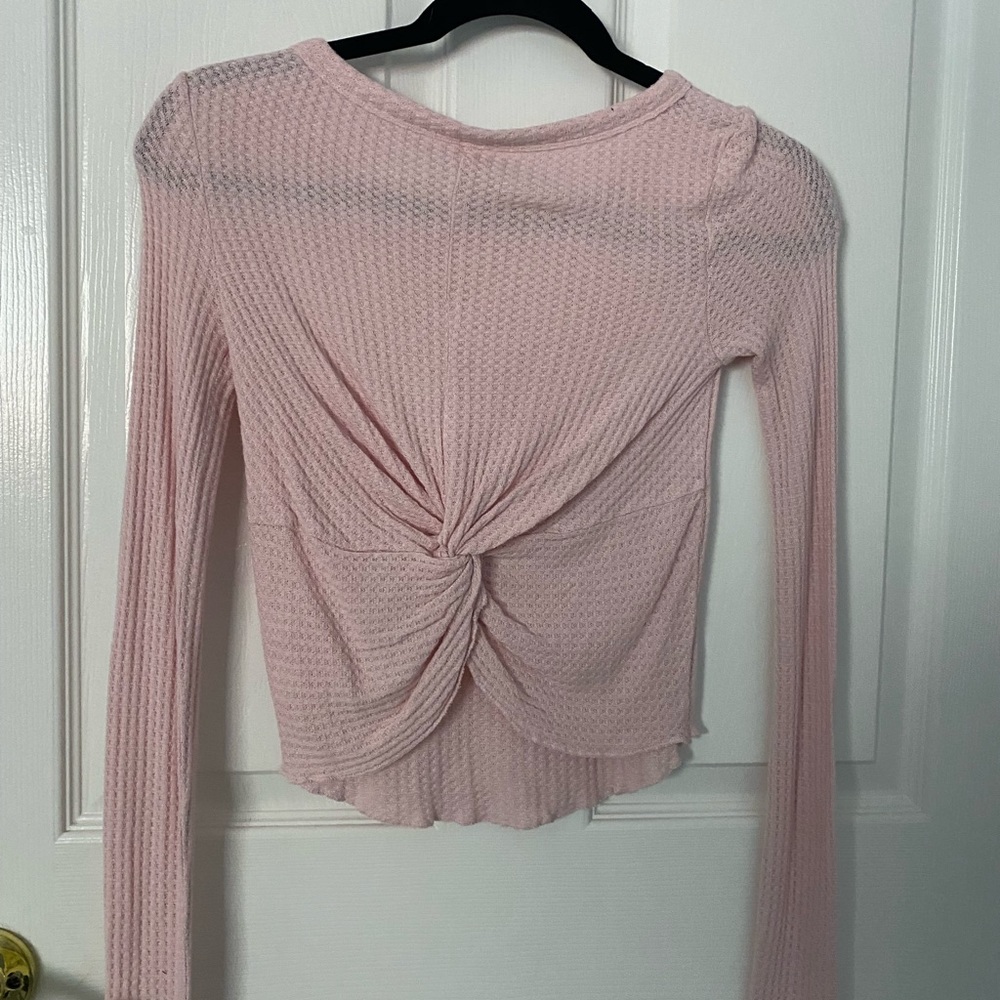 Free People Pink Henley Long Sleeved Shirt